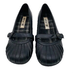 Vintage Lower East Side Black Mary Jane Wedge Shoes Sz 8.5 Y2K Academia Retro